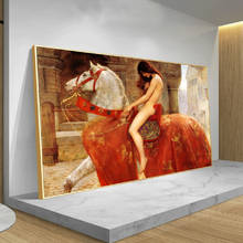 Pintura a óleo sobre tela para sala de estar, clássica, feminina, cavalo de godiva, famosa, nude, posteres e impressões, imagens de parede 2024 - compre barato