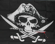 3x5 pés crânio e ossos cruzados sabres espadas jolly roger bandeiras pirata com grommets decoração 2024 - compre barato