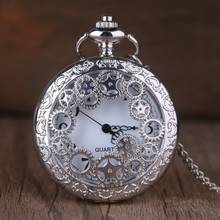 Antique Copper Steampunk Quartz Pocket Watch Vintage Bronze Gear Hollow Necklace Pendant Clock With Chain Men's Women Gifts 2024 - buy cheap