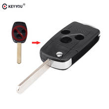 Keyyou capa dobrável para chave de carro, para honda accord civic pilot fit, capa com 3 botões, inclui chave 2024 - compre barato