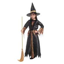 Disfraz de bruja adoquín para niñas, disfraces de hechicera para niños, Halloween, Purim, fiesta, Carnaval, Cosplay 2024 - compra barato