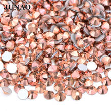 JUNAO SS6 10 12 16 20 30 из розового золота, не горячая фиксация стразы стекло, кристалл, алмаз с плоской задней частью на клеевой основе с зеркальным камешки для дизайна ногтей поделок 2024 - купить недорого