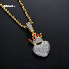 Colgantes de latón con forma de corazón de circonia cúbica para mujer, joyería, collar, regalo, CN127 2024 - compra barato