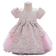 Vestido Retro de flores para niña, vestido de princesa de dos lazos para bautismo, primer año, para niña, fiesta de cumpleaños, boda, ropa de bebé 2024 - compra barato