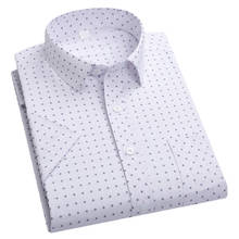 Aoliwen brand 2020 new year fashion casual men's shirt printed plaid dot pattern short-sleeved shirt men's business dress shirt 2024 - buy cheap