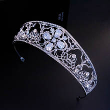 Tiara de noiva com zircônia americana e europeia, coroa de casamento com strass embutido, acessório elegante de princesa para casamento 2024 - compre barato