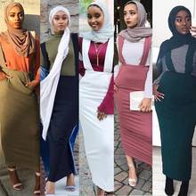 Модная мусульманская женская длинная хлопковая юбка на подтяжках, высокая талия, облегающая макси юбка-карандаш, мусульманская Арабская одежда, повседневная одежда на Ближнем Востоке 2024 - купить недорого
