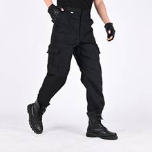 Calça longa de treinamento masculina em cor sólida com vários bolsos, calça reta para caminhadas, calça comprida reta 2024 - compre barato
