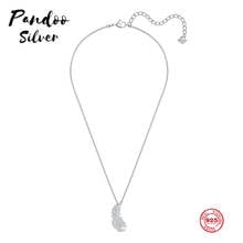 PANDOO Fashion Charm 925 Sterling Silver Original 1:1 Copy, Feather Element Eye-catching Necklace Female Luxury Jewelry Gifts 2024 - buy cheap