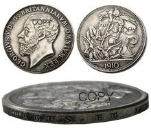 Uf (86) capa de prata prateada prateada de letras escritas prateadas de coroa de 1910 graus george v cópia de moeda 2024 - compre barato