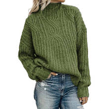 CINESSD Turtleneck Long Sleeves Pullovers Sweaters Women Solid Twist Knitted Tops Autumn Winter Plus Blue Casual Loose Sweaters 2024 - buy cheap