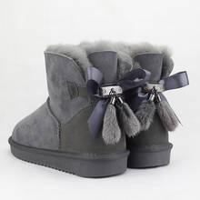 Botas femininas de inverno com pele natural, calçado de neve em lã real, quente, couro de ovelha genuíno, antiderrapante 2024 - compre barato