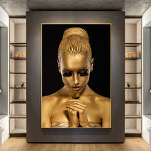 Black and Gold Woman Painting On Canvas Poster and Prints Modern Wall Picture for Living Room Home Decor Mural Lienzo Decorativo 2024 - buy cheap