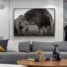 Modern Animal Lions Head to Head Black and White Canvas Art Painting Posters and Prints Wall Art Picture for Living Room Cuadros 2024 - buy cheap