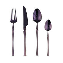 Juego de cubiertos Retro púrpura de acero inoxidable 304, vajilla de pulido de espejo, cuchillo de cena, tenedor, accesorios de cocina 2024 - compra barato
