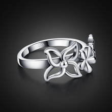 100% 925 Sterling Silver Beautiful Flower Rings Girls Children Finger Rings Women Tail Refer ring Charm Fine Jewelry Gift 2024 - buy cheap
