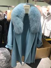 2021 Winter Thick Jacket Belt Ladies Streetwear Real Fur Coat Women Natural Fox Fur Collar Cashmere Wool Blends Long Outerwear 2024 - buy cheap
