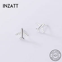 INZATT Real 925 Sterling Silver Zircon Aircraft Stud Earrings For Fashion Women party Fine Jewelry Hiphop Accessories Gift 2024 - buy cheap