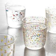 2pcs Ins Nordic Vintage Transparent Coffee Glass Cup Heat-resistant Milk Juice Tea Cups Print Home Wedding Glasses Novelty 2024 - buy cheap