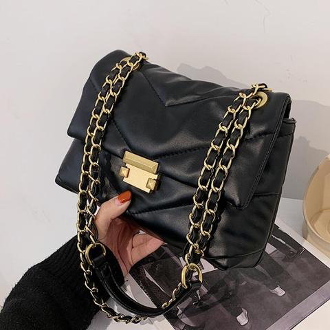 Винтажная квадратная сумка через плечо, модная новинка 2021, Высококачественная женская дизайнерская сумка из искусственной кожи, сумка-мессенджер на плечо с цепочкой 2022 - купить недорого
