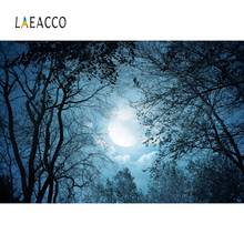 Laeacco Photography Backdrops Dark Night Tree Moon Wallpaper Horror Scenic Photographic Backgrounds Photocall Photo Studio 2024 - buy cheap