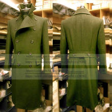 Chaqueta de lana de Tweed para hombre, traje Formal de boda, chaqueta verde con banda hecha a medida, abrigo de doble botonadura, Invierno 2024 - compra barato