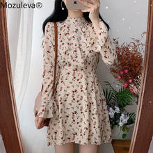 Mozuleva Elegant Stand Collar Ruffles High Waist Women Dress Short Dress Female Lace Up Floral Print Vestidos femme 2024 - buy cheap