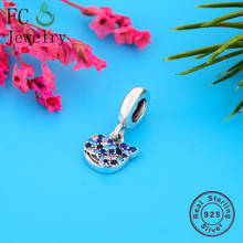 Fc jóias caber original pandora charme pulseira 925 prata esterlina azul zircônia baleia grânulo para fazer feminino me série berloque 2024 - compre barato