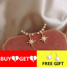 New 2019 Contracted Delicate Crystal Star Temperament Drop Earrings Women Korean Classic Style Small Earrings Fashion 2024 - buy cheap