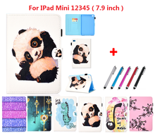 Encantadora funda de Panda dinosaurio flor reloj para tableta iPad Mini 4 Mini 3 2 1 para iPad Mini 5, funda de 7,9 pulgadas + bolígrafo Stylus gratis 2024 - compra barato