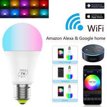 Bombilla inteligente con WiFi, lámpara LED RGB E27, funciona con Alexa/Google Home, AC100-240V, RGB + Blanca, temporizador regulable, 4 Uds. 2024 - compra barato