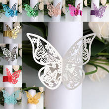New 50Pcs Butterfly Napkin Rings Decor New Year hollow Paper Weddings Party Serviette Table Decoration Favor for Christmas 2024 - buy cheap