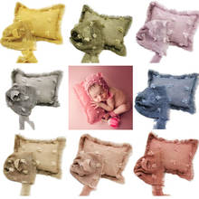 2 Pcs/set Newborn Photography Props Baby Photo Shoot Accessories Tie-dyed Cotton Linen Hat Pillow Set  Infants Tieback Headdress 2024 - buy cheap