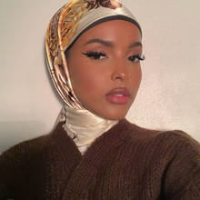 Роскошный модный квадратный шелковый шарф с принтом 90*90 см, головной платок, бандана, Женский шифоновый хиджаб, мусульманские шали 2024 - купить недорого
