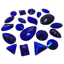TopStone Cobalt Glass Crystal Sew On Stone Drop Round Rectangle Mix Shape Glass Rhinestones For Clothing bags 2024 - buy cheap