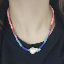 Handmade Multicolor Short Necklace Bohemian Retro Choker Soft Clay Pearl Pendant Naszyjnik For Women Charming Jewelry 2020 2024 - buy cheap