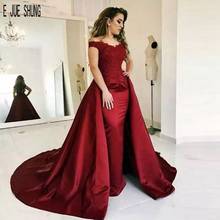 E JUE SHUNG Burgundy Simple Mermaid Wedding Dresses Off the Shoulder Appliques Bridal Gowns robe de mariee Detachable Train 2024 - buy cheap