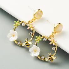 Cute Flower Bee Earrings For Women Fashion Jewelry Romantic Sweet Lovely Girl Gift Accessories 2024 - buy cheap