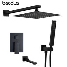 BECOLA Brass Black Shower Set Bathroom Faucet Hand 12 Inch Shower 3 Ways Valve Bathroom Shower Faucet Sets 2024 - buy cheap