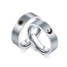 Кольца из нержавеющей стали для влюбленных, обручальные кольца с изображением Солнца и Луны, звезд, для женщин и мужчин, вечеринок, 6 мм 2024 - купить недорого