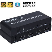 HDMI-compatible 2.0 Switch Splitter with audio toslink&Aux 2X2 Switcher Splitter Box UHD 4K 60Hz HDR HDCP 2.2 for PS4 pro 2024 - buy cheap
