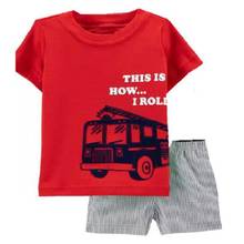 New 2pcs/lot Summer Kids Baby Boys Sleepwear Short Sleeve Cotton Pajamas PJS Children Pijamas Set 2024 - buy cheap