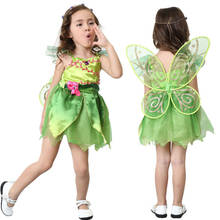 Green Tinkerbell Fairy Costume Tinker Bell Princess Fancy Dress with wing Halloween Cosplay Clothing (include wing) 2024 - buy cheap
