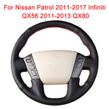 Capa de couro para volante personalizado, capa de volante em couro para nissan patrol infiniti qx56 qx80 2016-2018 qx80 2024 - compre barato