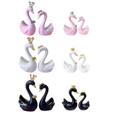 Resin Swan Statue Crafted Animal Sculpture Garden Desk Decor Ornament Gift 2024 - buy cheap