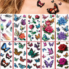 10 Style Butterfly Rose Flower Body Art Flying Waterproof Temporary Tattoo Women Girl Fashion Disposable 3D Sleeve Sticker 2024 - buy cheap