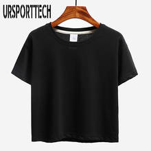 Best Sell Harajuku O Neck Women's T-shirt Sexy Black Short Sleeve Crop Top Stretch Women's Shirt Summer Cotton Female Tops Tees 2024 - buy cheap