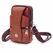 Men's Satchel Cellphone Loop Holster Case Belt Waist Bag Male Genuine Leather Purse Phone Wallet Fanny Pack сумка на пояс 2024 - buy cheap