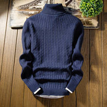 Suéter de moda para hombre, suéter grueso y cálido, ajustado, azul, otoño e invierno, 2019 2024 - compra barato