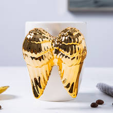 New Gold Plated Handle Angel Wings Coffee Mug Creative White Ceramic Office Home Tea Milk Porcelain Mugs Couple Gift Home Decor 2024 - buy cheap